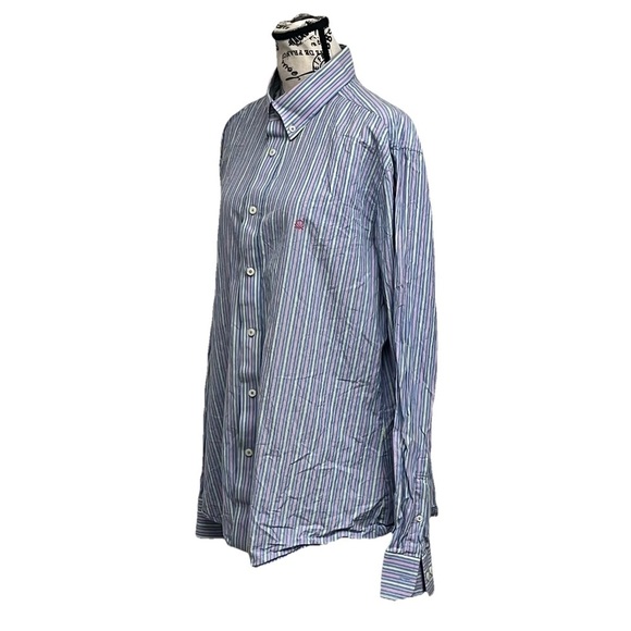 United Colors Of Benneton Shirt  nautical Blue Stripe Button Up Dress Suit XXL - Picture 3 of 11